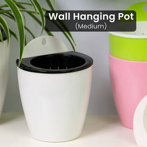 Locaupin Wall Mounted Hanging Planter Indoor Outdoor Plastic Flower Pot Automatic Self Watering with Inner Basket and Bottom Water Storage