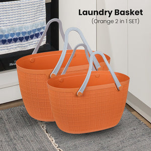 Locaupin Storage Basket Bag with Handle Japanese Style Toys Clothes Hamper Laundry Organizer Bin Multifunctional Indoor Outdoor Travel Use
