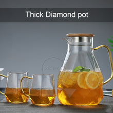 Load image into Gallery viewer, Locaupin Brosilicate Glass Diamond Design Heat-Resistant Pitcher Cup Mug Bamboo Lid Hot and Cold Beverages For Juice Water Iced Tea
