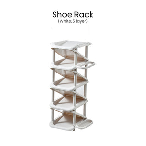 Locaupin Shoe Rack Organizer with Hook and Umbrella Holder Multi-layer Space Saving Storage Shelves For Home