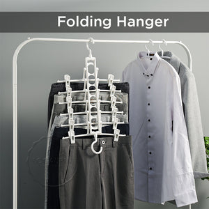 Locaupin 6 in 1 Folding Hanger for Pants Adjustable Clips