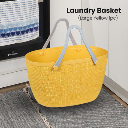 Locaupin Storage Basket Bag with Handle Japanese Style Toys Clothes Hamper Laundry Organizer Bin Multifunctional Indoor Outdoor Travel Use