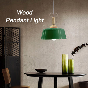 Locaupin Kitchen Dining Wood Round Hanging Pendant Light Ceiling Lamp Shade Home Decor Led Bar Restaurant Cafe