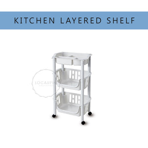 Locaupin Kitchen Rolling Utility Cart Trolley Multifunctional Fruits Vegetable Basket Shelf Organizer Easy Assembly for Bathroom, Kitchen, Office
