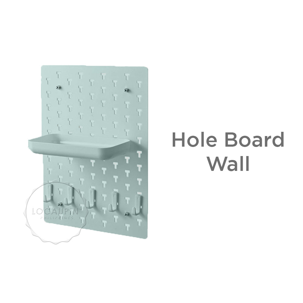 Locaupin Storage Wall Decor Hanging Hole Board Holder Hook Plastic Display Organizer Pegboard Waterproof Shelf for Kitchen Living Room and Bathroom