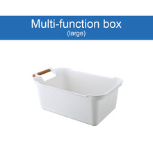 Load image into Gallery viewer, Locaupin Bathroom Clothes Sundries Basket Desktop Storage Box Toys Organizer Plastic Container Wood Handle
