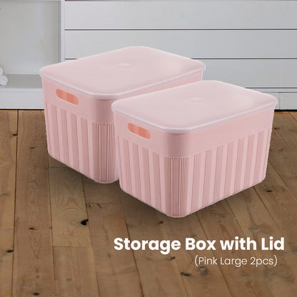Locaupin Decorative Minimalist Wardrobe Storage Box with Cover Multifunctional Underwear Clothes Toys Books Cabinet Bedroom Organizer (Large)