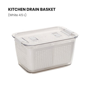 Locaupin Kitchen With Lid Drain Basket Fruit and Vegetable Washing Container Basket Preservation Box Food Organizer Well-Sealed