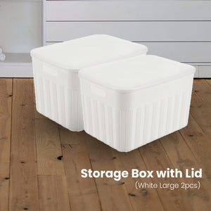 Locaupin Decorative Minimalist Wardrobe Storage Box with Cover Multifunctional Underwear Clothes Toys Books Cabinet Bedroom Organizer (Large)