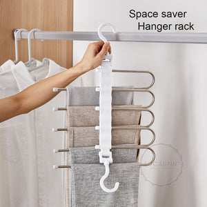 Metal Pants Hanger Organizer Multifunction Space Saving 5 Tie Wardrobe  Storage Foam Arm Scarf Trousers Hanger вешалка для одежды