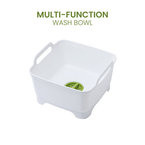Locaupin Large Capacity Washing Dish Basin With Two Handles And Draining Plug Perfect For Fruits Vegetables Multi-functional Drainer Basket Storage Rack Food Strainer