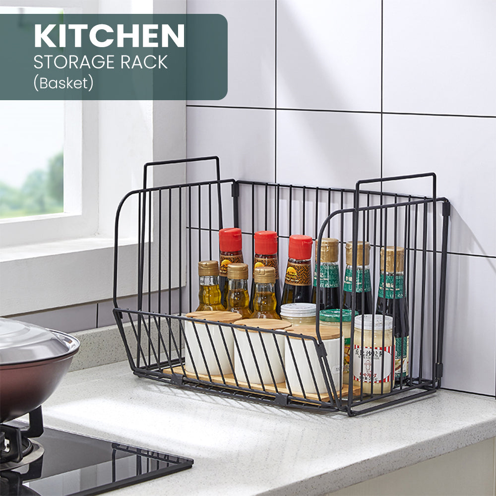 Locaupin Kitchen Basket Fruit and Vegetable Storage Organizer with Wheels Easy to Move and Rotate Wrought Iron