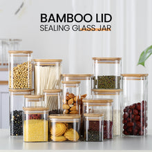 Load image into Gallery viewer, Locaupin Bamboo Lid Borosilicate Glass Canister Airtight Food Storage Container Pantry Organizer For Cereal Beans Sugar Baking Supply
