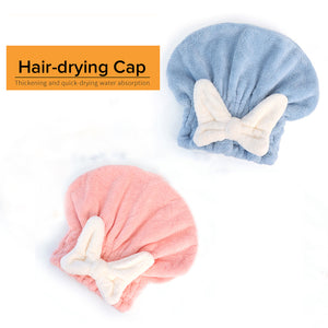 Locaupin Coral Velvet Hair Drying Cap Multipurpose Shower Tool Bath Towel Head Bow-Knot Turban Elastic Band Wrap Strong Water Absorption