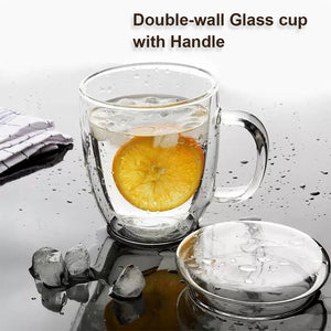 Double Wall Glass Mug with Cover