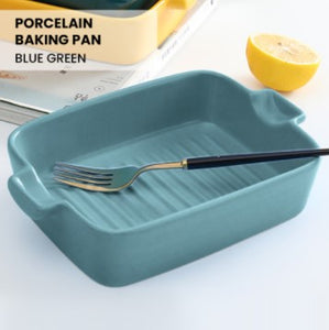 Locaupin Porcelain Bakeware Dishes Kitchen Baking Pan Tray Microwavable and Oven Safe Serving Dinner Plate For Dessert