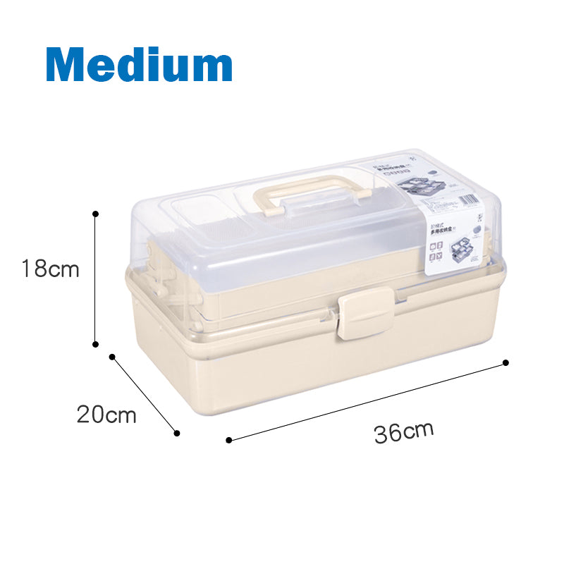 Locaupin 3 Layer Medicine Box Medical Equipment Storage Multipurpose Crafts Organizer Family First Aid Supplies Compartment Container with Lid