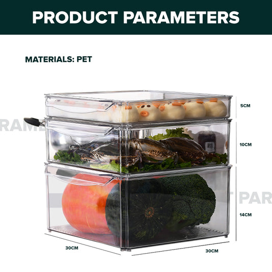 Locaupin Stackable Food Storage Fridge Container Pantry Cabinet Keeper Kitchen Refrigerator Organizer Bin With Lid