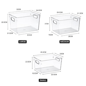 Locaupin Transparent Large Storage Box Desktop Wardrobe Cabinet Organizer Sorting Cosmetic Container Bin For Room Kitchen