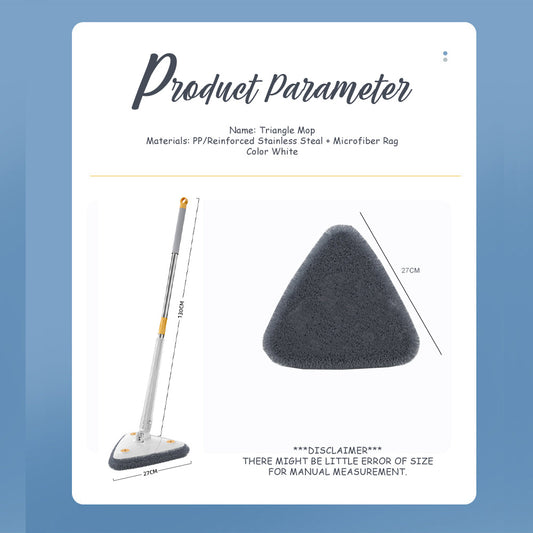 Locaupin 360? Rotatable Triangle Floor Mop Ceiling Dust Cleaning Wipe Wet Dry Wall Tiles Glass Automatic Water Squeezing