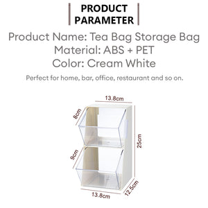 Locaupin 2 Tier Tea Bag Container Condiment Storage Pantry Cabinet Coffee Bar Organizer Removable Drawers Bin Holder
