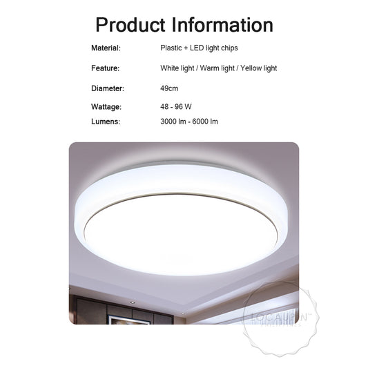 Locaupin Plain Classic Flush Mount LED Simple Ceiling Light Modern Lamp for Restaurant Kitchen Dining Living Room Corridor