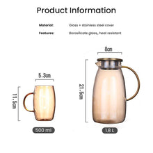 Load image into Gallery viewer, Locaupin Glass Pitcher and Mug Large Capacity Teapot Heat-Resistant For Hot and Cold Beverage Tea Coffee Juice Jug Kettle
