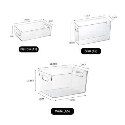 Locaupin Transparent Large Storage Box Desktop Wardrobe Cabinet Organizer Sorting Cosmetic Container Bin For Room Kitchen