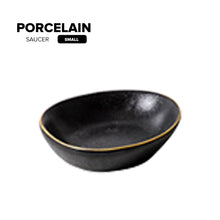 Load image into Gallery viewer, Locaupin Porcelain Catering Dish Serving Black Rice Bowl Snack Appetizer Plate For Steak Salad Pasta Restaurant Hotel Party Dinnerware
