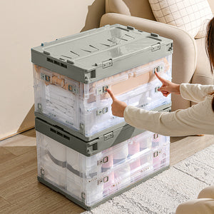 Locaupin Plastic Collapsible Storage Box Case Space Saver Closet Wardrobe Organizer Indoor Outdoor Container Car Compartment