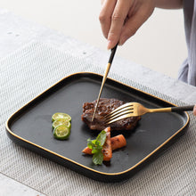 Load image into Gallery viewer, Locaupin Minimalist Black Frosted Dinner Plate Oven Safe Tableware Porcelain Serving Dish Tray Dessert Steak Kitchen Restaurant Cafe
