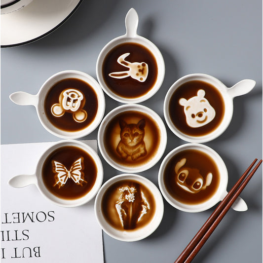 Locaupin Creative Dinnerware Porcelain Small Dipping Bowl Serving Saucer Plate Condiment Seasoning Dishes Cute Design