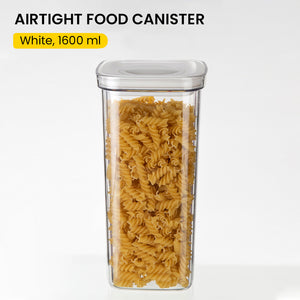 Locaupin Airtight Food Container with Easy Open and Lock Lid Dry Food Canister Cereal Candy Pasta Stackable Kitchen Pantry Transparent Organizer Storage (PET Plastic)