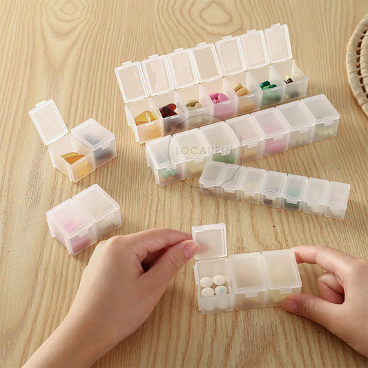 Locaupin Weekly Pill Organizer Portable Medicine Case Box Large Compartments Container Moisture-Proof Travel or Daily Use For Vitamins Supplement