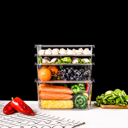 Locaupin Kitchen Pantry Cabinet PET Plastic Fridge Container Transparent Food Storage Organizer For Vegetables Fruits Basket Bin