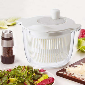 Salad Spinner Plastic Bowl Drainer for Fruits and Vegetables (White)