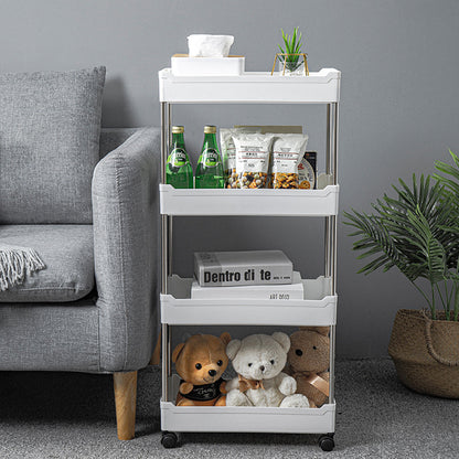 Locaupin Multi-Layer Bathroom Kitchen Stainless Steel Trolley Rolling Cart Storage Shelf Organizer For Fruits Vegetables Baby Stuff Salon Accessories