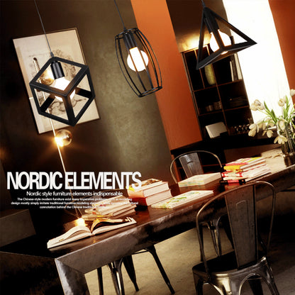 Locaupin 3 Pieces Vintage Lights Cage Shaped Hanging Pendant Lampshade
