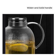 Load image into Gallery viewer, Locaupin Heat Resistant Glass Teapot Kettle with Strainer and Removable Stainless Steel Lid Hot &amp; Cold Beverages For Filtering Tea Coffee Juice Water Pitcher (1.8L)
