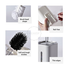 Load image into Gallery viewer, Locaupin Wall Mounted Household Bathroom Accessories Long Handle Soft Bristle Toilet Brush with Holder For Cleaning and Scrubbing
