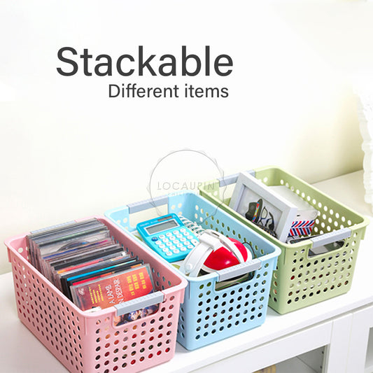 Locaupin Office Desk Hollow Storage Basket Bin Container School Supplies, Kitchen Organizer (Wide)