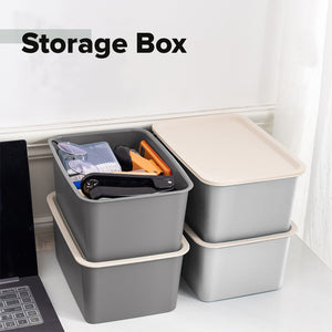 Locaupin Home Multifunctional Storage Box Stackable Basket Bin with Lid Space Saving Household Organizer