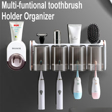 Load image into Gallery viewer, Locaupin Bathroom Organizer Wall Mounted Toothbrush Holder Cup Space Saving Multifunctional Toothpaste Comb Shampoo Storage Shelf
