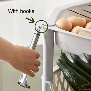 Locaupin Kitchen Rolling Utility Cart Trolley Multifunctional Fruits Vegetable Basket Shelf Organizer Easy Assembly for Bathroom, Kitchen, Office