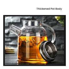 Load image into Gallery viewer, Locaupin Heat Resistant Glass Teapot Kettle with Strainer and Removable Stainless Steel Lid Hot &amp; Cold Beverages For Filtering Tea Coffee Juice Water Pitcher (1.8L)
