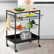 Load image into Gallery viewer, 4-Tier Wooden Table Top Rolling Kitchen Serving Utility Cart
