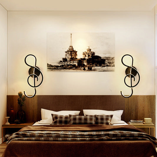 Locaupin Simple and Creative Led Musical Note Mounted Wall Lamp Sconce Indoor Lighting Living Room Decor  Bedside