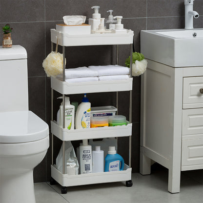 Locaupin Multi-Layer Bathroom Kitchen Stainless Steel Trolley Rolling Cart Storage Shelf Organizer For Fruits Vegetables Baby Stuff Salon Accessories