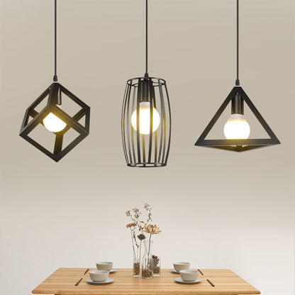 Locaupin 3 Pieces Vintage Lights Cage Shaped Hanging Pendant Lampshade