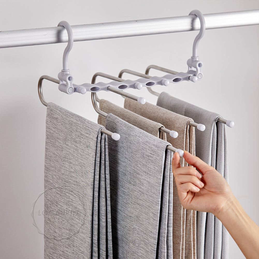 MORALVE Pants Hangers Space Saving - Hangers for Clothes Hanger Organizer -  Jean Hangers Pants Rack Scarf Hanger Closet Space Saving Scarf Organizer -  Magic Pants Hangers Pants Organizer 1 Pack :
